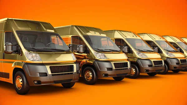 Gouden vrachtwagen-snelle verzending. 3D-rendering — Stockfoto