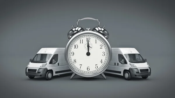時計、ホワイト トラック高速配送。3 d レンダリング — ストック写真