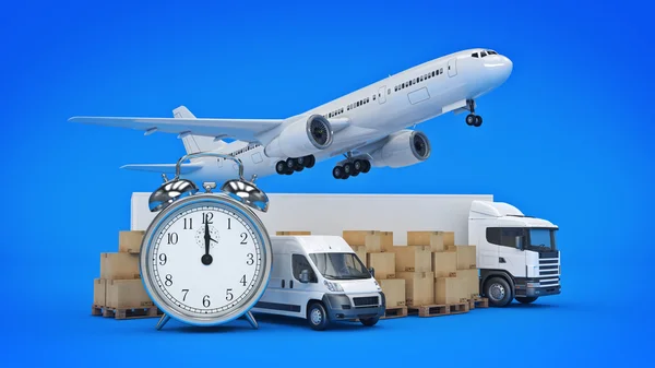 Conceito mundial de transporte de carga. Renderização 3d — Fotografia de Stock