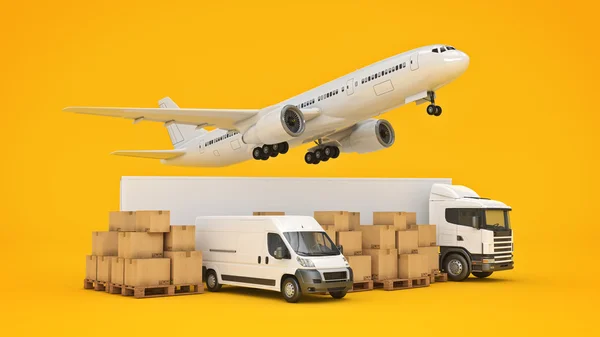 Svět široký nákladní dopravní koncepce. 3D vykreslování — Stock fotografie