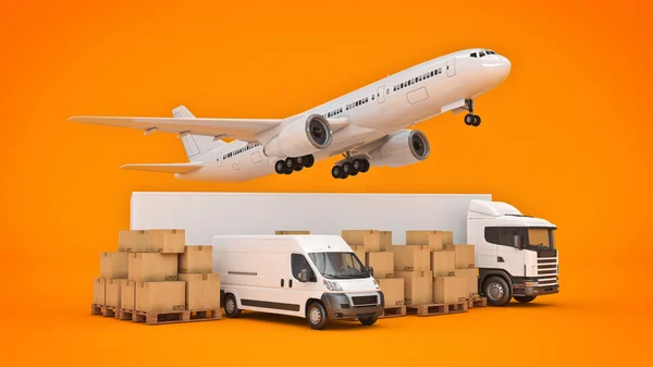 Svět široký nákladní dopravní koncepce. 3D vykreslování — Stock fotografie