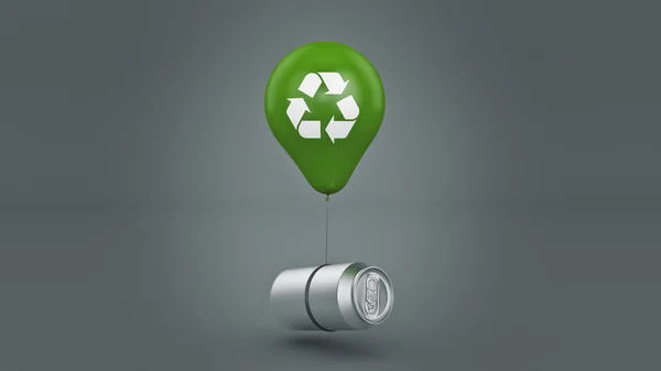 Balloon aluminum can. recycling concept. 3d rendering — Stock Photo, Image