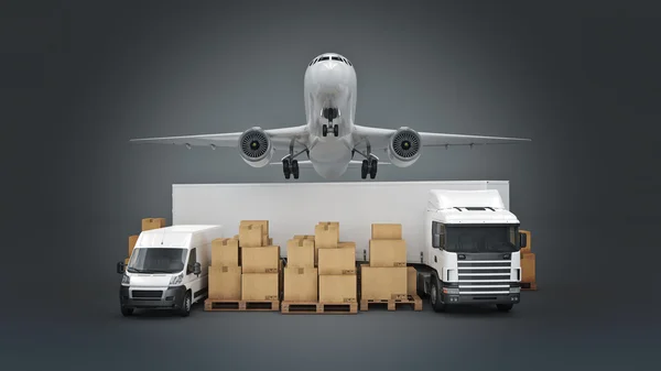 Concetto di trasporto merci su scala mondiale. rendering 3d — Foto Stock