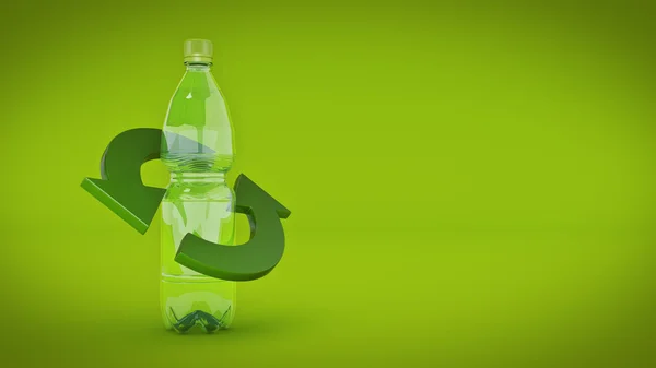 Концепция переработки пластиковых бутылок. 3d-рендеринг — стоковое фото