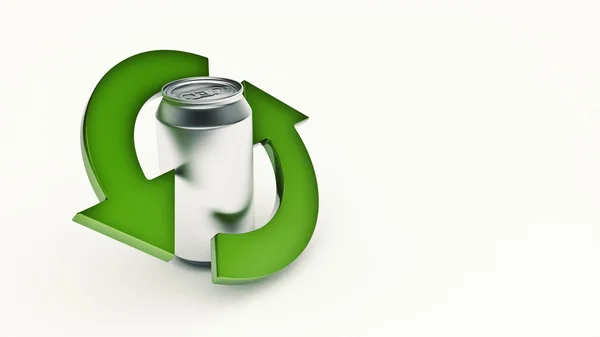Alumínio pode reciclar. Renderização 3d — Fotografia de Stock