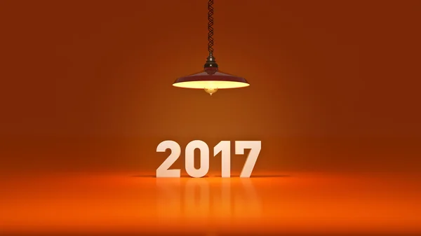 2017 Новый год знак внутри лампочки. 3D рендеринг — стоковое фото