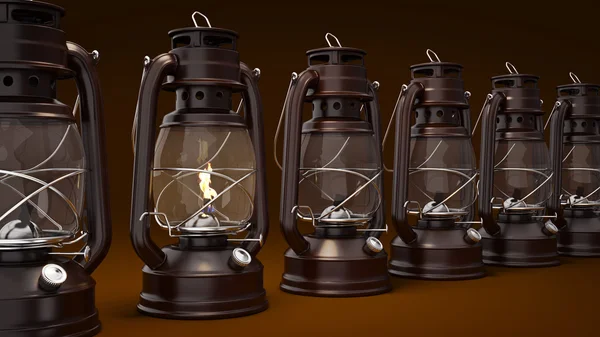 Burning sfondo lampada cherosene, illuminazione concetto. rendering 3d — Foto Stock