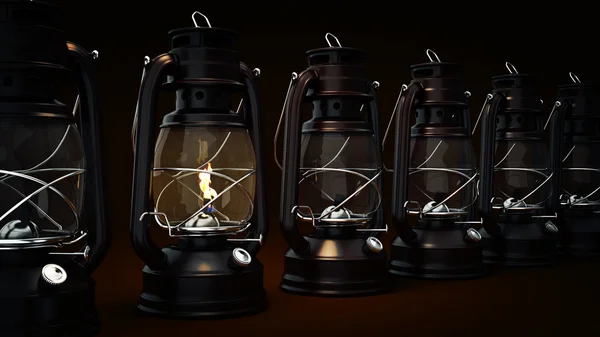 Сжигание керосиновой лампы фон, концепция освещения. 3d-рендеринг — стоковое фото