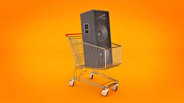Sonido del altavoz del carrito de compras. renderizado 3d —  Fotos de Stock