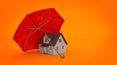 Güvenli ev kavramı. 3D render