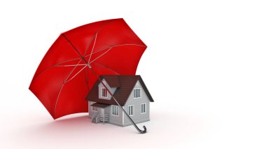 Güvenli ev kavramı. 3D render