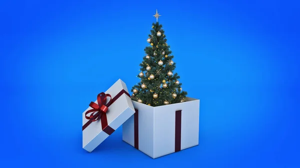 Christmas tree. Gift box concept. 3D rendering — Stock Photo, Image