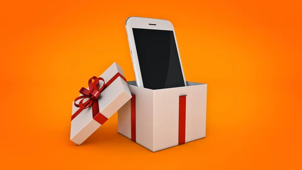 Smartphone. Concetto regalo. Rendering 3D — Foto Stock