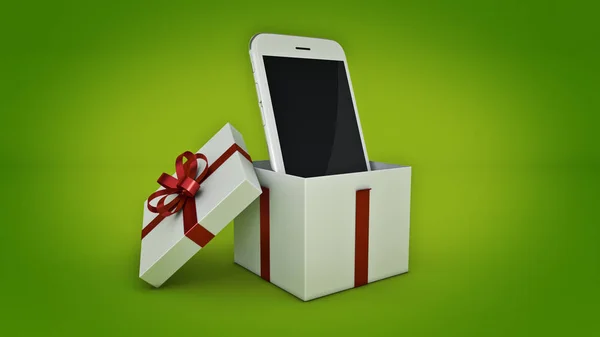 Smartphone. Concetto regalo. Rendering 3D — Foto Stock