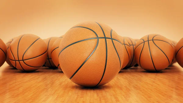 Pallone da basket arancione. rendering 3d — Foto Stock