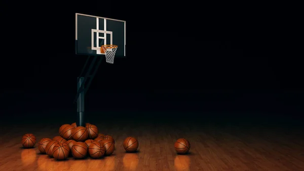Turuncu sepet topu. 3D render — Stok fotoğraf
