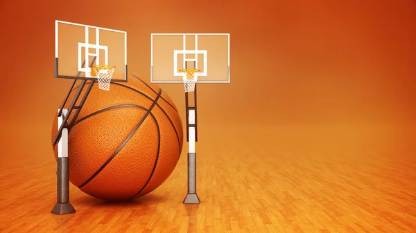 Pallone da basket arancione. rendering 3d — Foto Stock