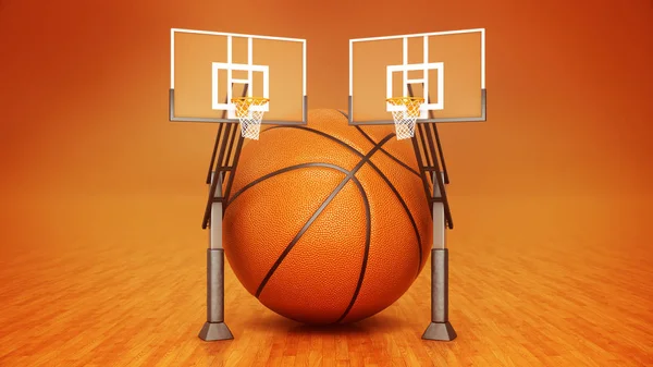 Pallone da basket arancione. rendering 3d — Foto Stock