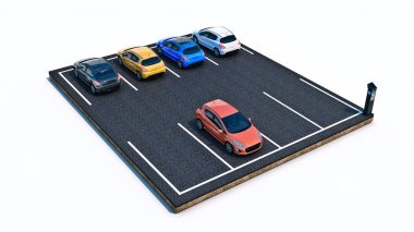 araba park yerinde. 3D render