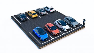 araba park yerinde. 3D render