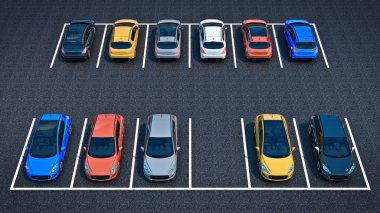 araba park yerinde. 3D render