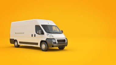 Beyaz kamyon-hızlı kargo. 3D render