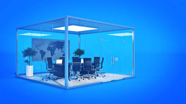 Büropanorama. 3D-Darstellung — Stockfoto