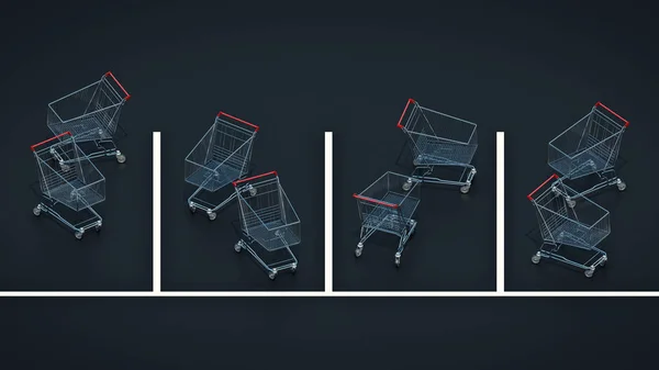 Shopping cart in parking. 3d rendering