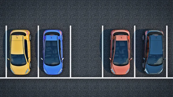 araba park yerinde. 3D render