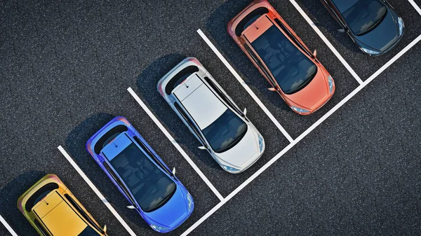 araba park yerinde. 3D render