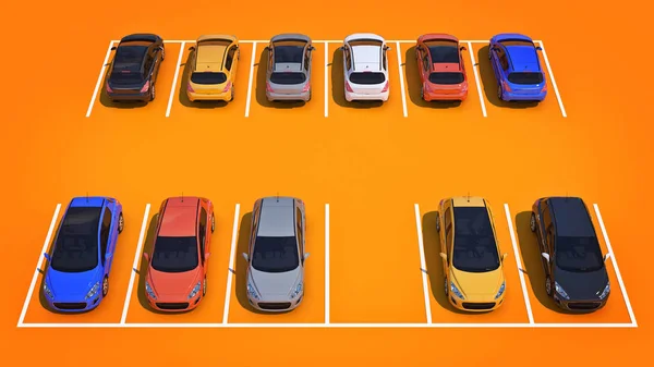 Машини на парковці. 3D візуалізація — стокове фото