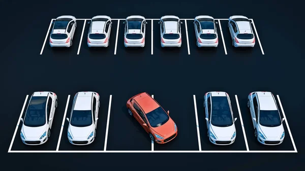 Falschfahrer beim Einparken. 3D-Darstellung — Stockfoto