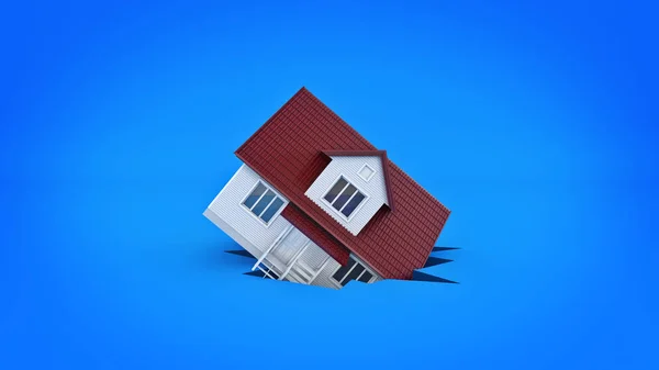 Huis op de break, concept. 3D-rendering — Stockfoto