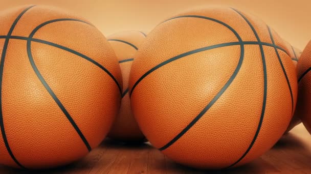 Orangefarbener Basketball. 3D-Darstellung — Stockvideo