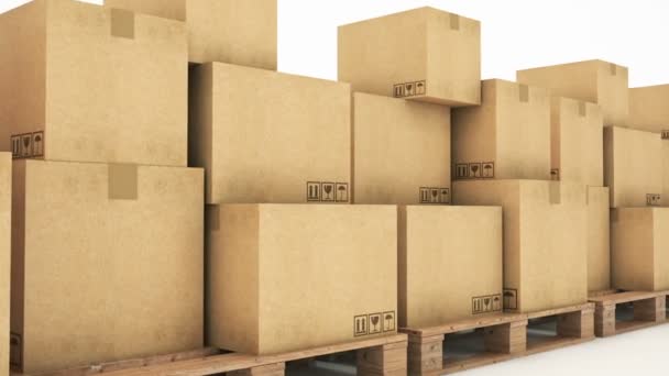 Cardboard boxes. 3D rendering — Stock Video