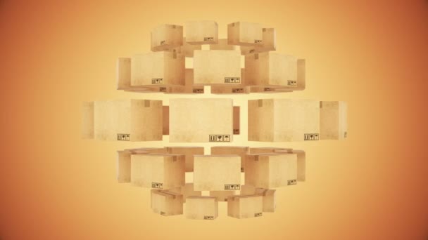 Κουτιά από χαρτόνι. 3D rendering — Αρχείο Βίντεο