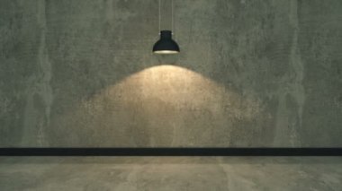 Çok karanlık ve loş beton Oda