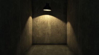 Çok karanlık ve loş beton Oda