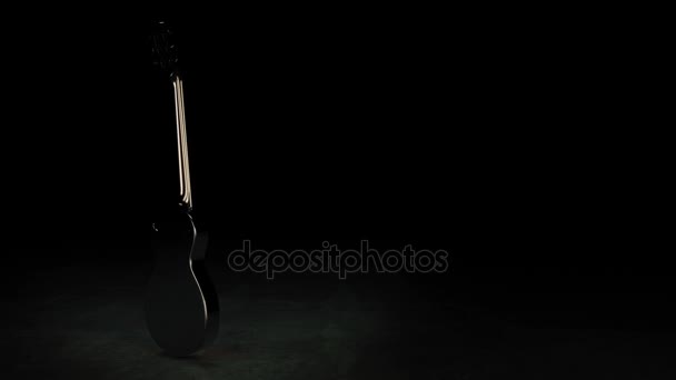 Isolated black electric guitar — Stock Video