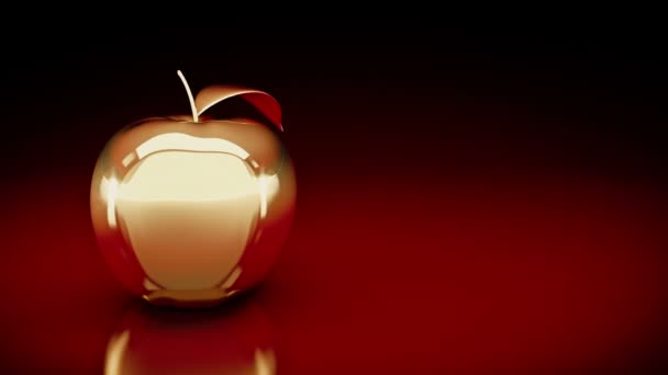 Gold äpple. 3D-rendering — Stockvideo