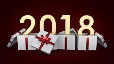 Hediye kutusu yeni yıl 2018. 