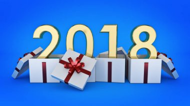 Hediye kutusu yeni yıl 2018. 