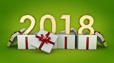 Hediye kutusu yeni yıl 2018. 