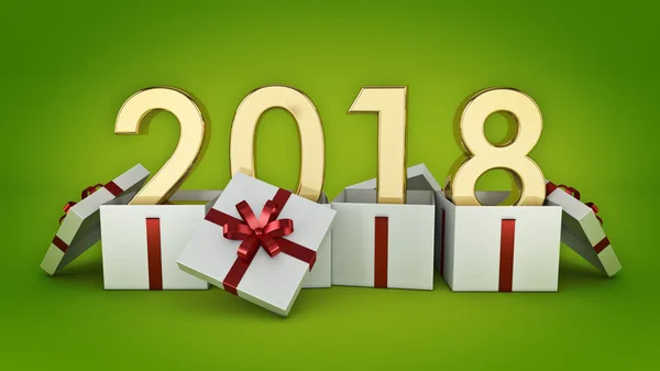 Caixa de presente Ano Novo 2018 . — Fotografia de Stock