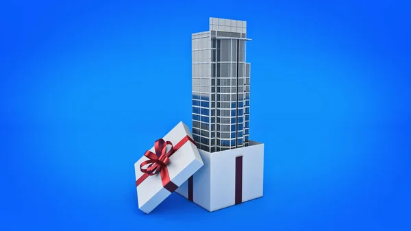 Edificio. concepto de caja de regalo . — Foto de Stock