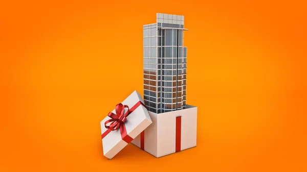 Edificio. concepto de caja de regalo . —  Fotos de Stock