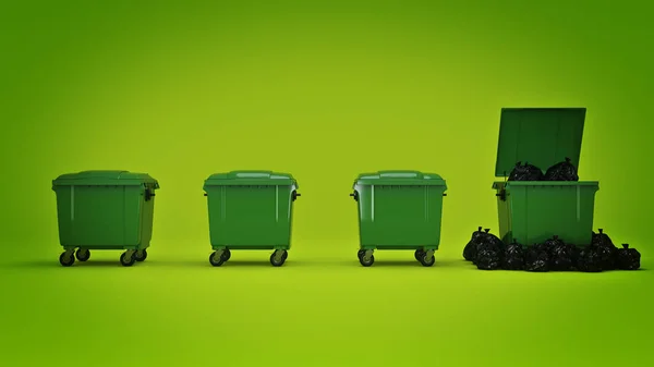 Recipientes de basura verde . — Foto de Stock