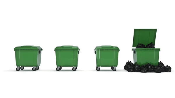 Recipientes de lixo verde . — Fotografia de Stock