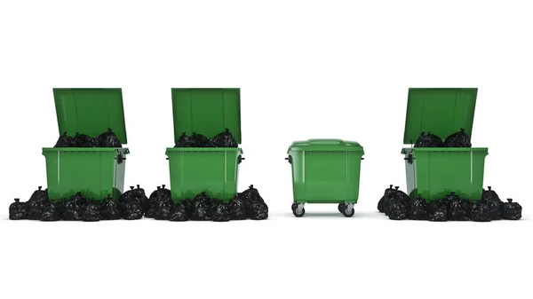 Зеленые контейнеры для мусора . — стоковое фото
