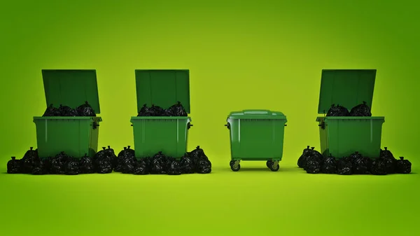 Gröna sopor behållare. — Stockfoto